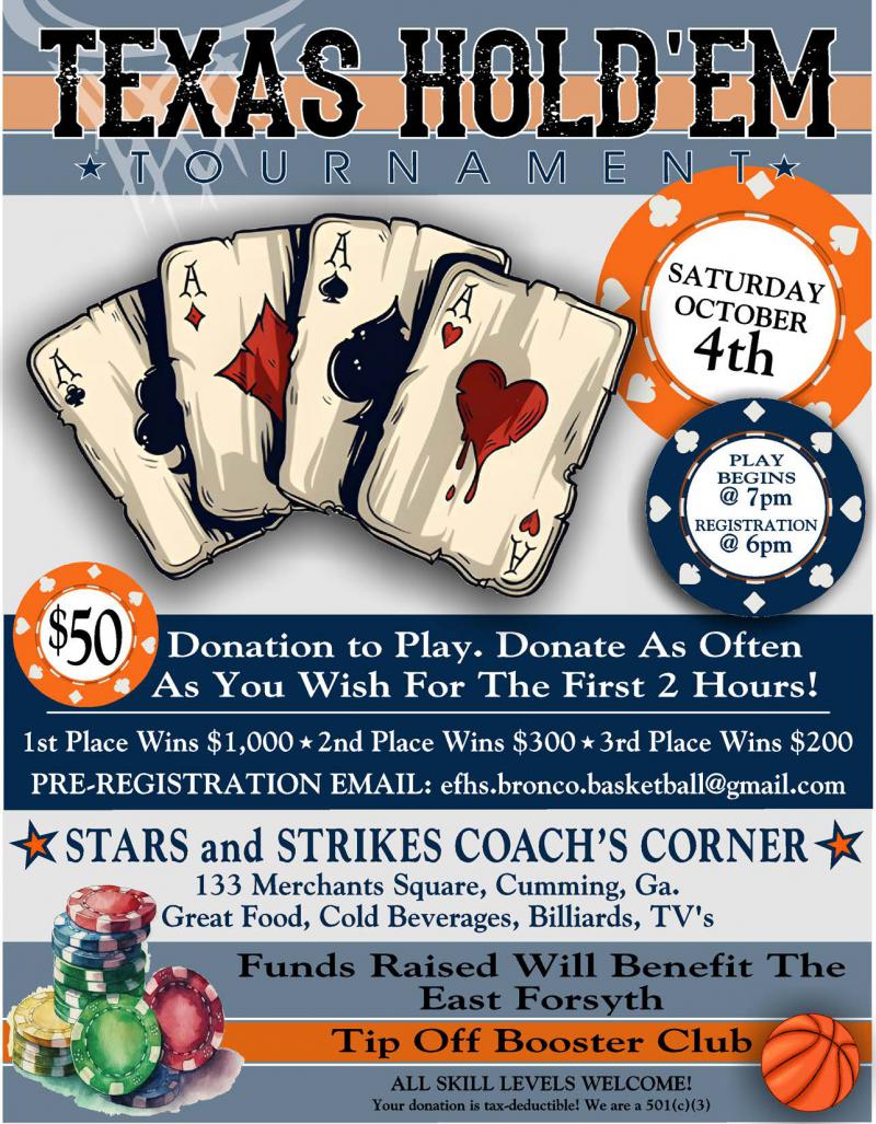 Fundraiser Tournament Benefiting East Forsyth Basketball Boosters - Stars and Strikes at 5thstreetpoker.com